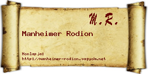 Manheimer Rodion névjegykártya